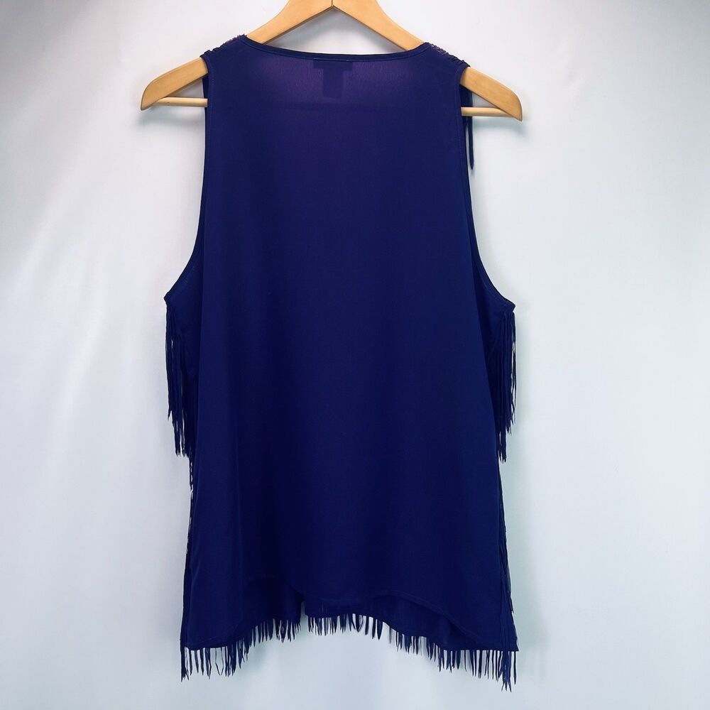 Cache Purple Beaded Fringe Sleeveless Top Size XL - Picture 5 of 5